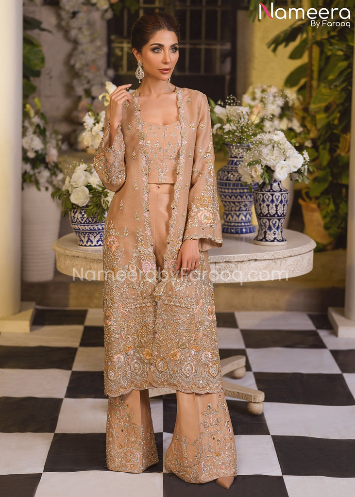 Elegant Bridal Pakistani Long Jacket ...